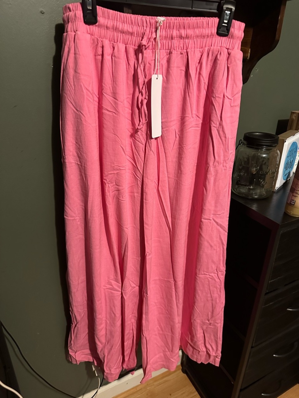 Wide Leg Pull-On Pants in Pink